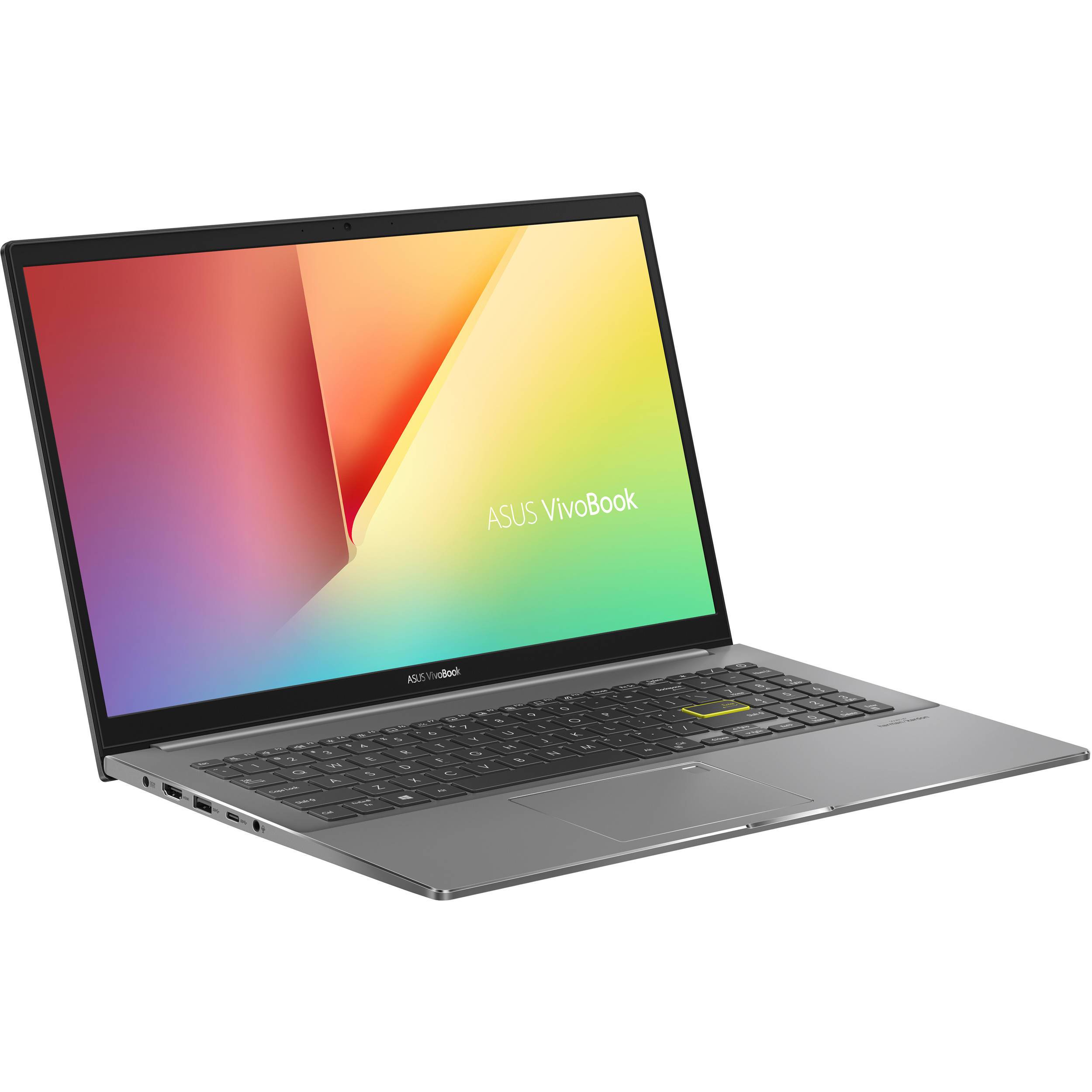 Asus VivoBook S15 laptop with a 15.6-inch FHD display, Ryzen 5 processor, and sleek Indie Black design.